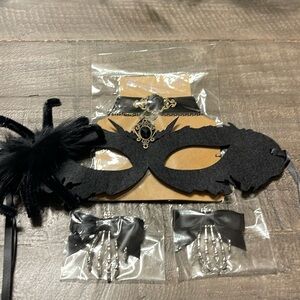 Halloween Mask, Choker, and 2 Hair Clips